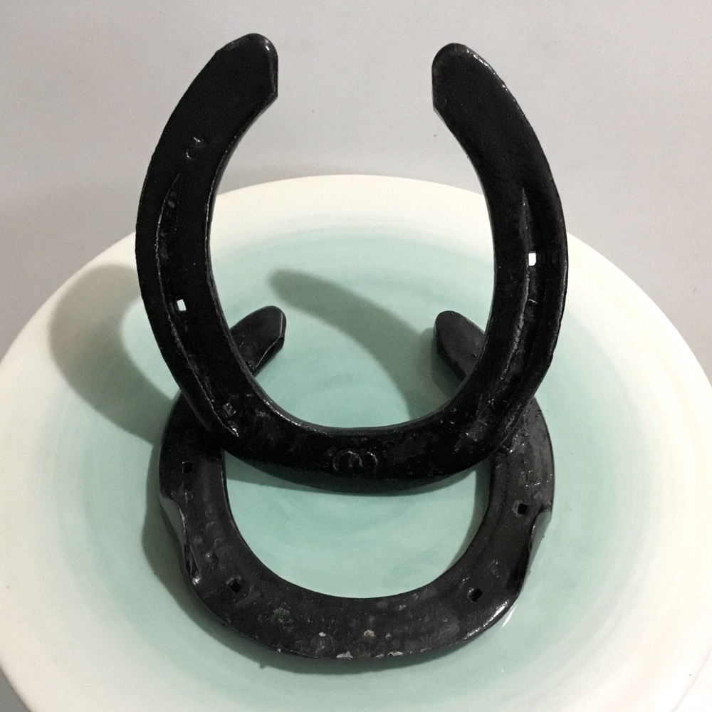 Unique handcrafted cast iron horseshoe easel / stand